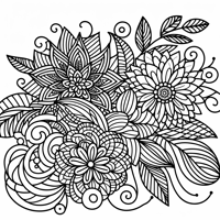 Zentangle Floral Balanced Design Coloring Page