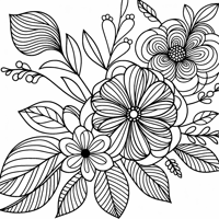 Zentangle Floral Balanced Design Coloring Page