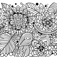 Zentangle Floral Balanced Design Coloring Page