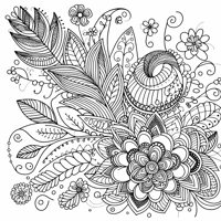Zentangle Floral Balanced Design Coloring Page