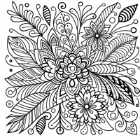 Zentangle Floral Balanced Design Coloring Page