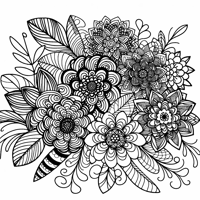 Zentangle Floral Balanced Design Coloring Page