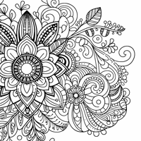 Zentangle Floral Balanced Design Coloring Page