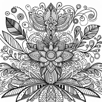 Zentangle Floral Balanced Design Coloring Page