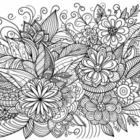 Zentangle Floral Balanced Design Coloring Page