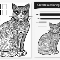 Zentangle Cat Balanced Design Coloring Page