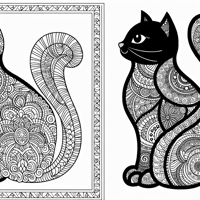 Zentangle Cat Coloring Page