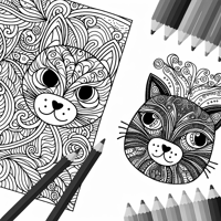 Zentangle Cat Coloring Page