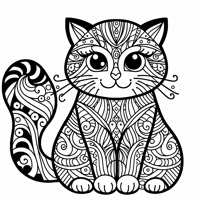 Zentangle Cat Coloring Page