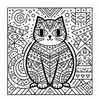 Zentangle Cat Coloring Page