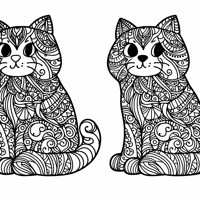 Zentangle Cat Coloring Page
