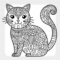 Zentangle Cat Coloring Page