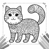 Zentangle Cat Coloring Page