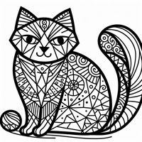 Zentangle Cat Coloring Page