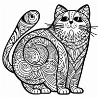 Zentangle Cat Coloring Page