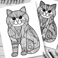 Zentangle Cat Coloring Page
