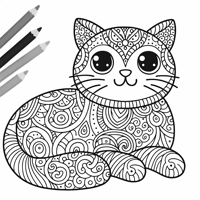 Zentangle Cat Coloring Page