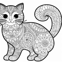 Zentangle Cat Coloring Page
