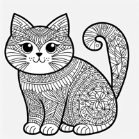 Zentangle Cat Coloring Page