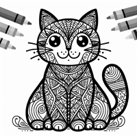 Zentangle Cat Coloring Page