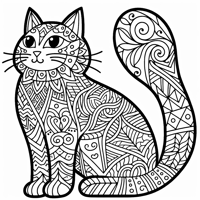 Zentangle Cat Coloring Page