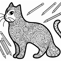 Zentangle Cat Coloring Page