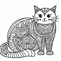 Zentangle Cat Coloring Page
