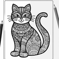 Zentangle Cat Coloring Page