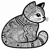 Zentangle Cat Coloring Page