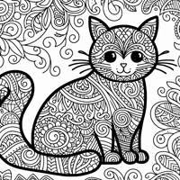 Zentangle Cat Coloring Page