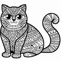 Zentangle Cat Coloring Page