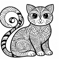 Zentangle Cat Coloring Page