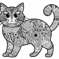 Zentangle Cat Coloring Page