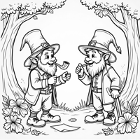 Two Leprechauns One With A Pipe And The Other With... Coloring Page