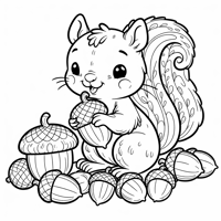 Squirrel With Hazelnuts Coloring Page