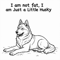 The Words I Am Not Fat I Am Just A Little Husky On... Coloring Page