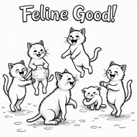 The Words Feline Good On The Top Of Page Many... Coloring Page