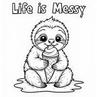 The Words Life Is Messy Enjoy It On The Top Of... Coloring Page