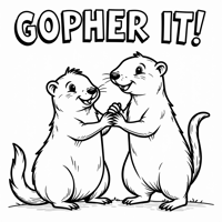 The Words GOPHER IT On The Top Of Page Gophers... Coloring Page