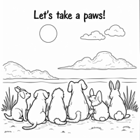 The Words Lets Take A Paws On The Top Of Page Dogs... Coloring Page