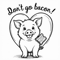 The Words Dont Go Bacon My Heart On The Top Of... Coloring Page