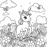Baby Unicorn Coloring Page