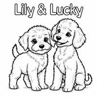 The Words Lily Lucky On The Top Of Page A Maltipoo... Coloring Page