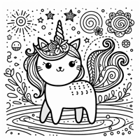 A Unicorn Cat Coloring Page