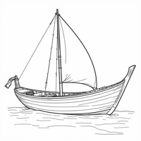 Image Of Indonesian Pinisi Boat Coloring Page