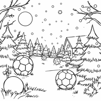 Christmas Wonderland With Footballs And Soccer... Coloring Page