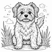 Geometric Abstract Outline Havanese Coloring Page