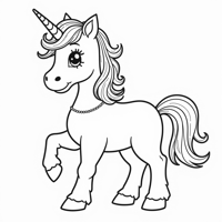 A Unicorn With A Dress Coloring Page