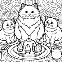 Three Cats Two Smaller Ones And One Bigger One... Coloring Page