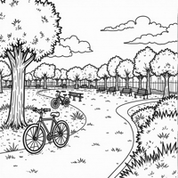 Colorful Bike Park Coloring Page